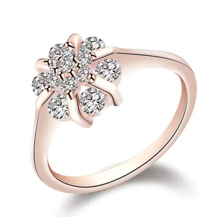 Anillo De Compromiso Mujer Roseta Bañado en Oro de 18k.