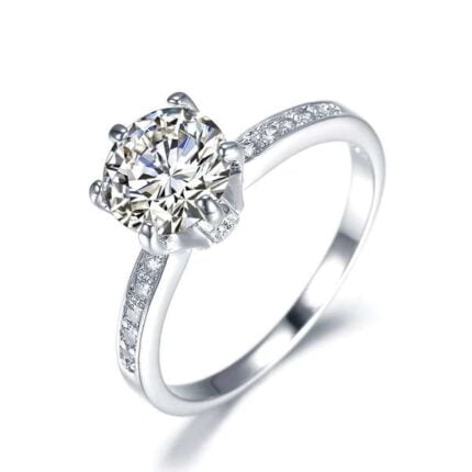 Anillo De Compromiso Mujer Aurora Bañado en Oro de 18k. - Blanco