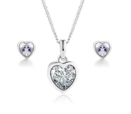 Set Collar y Arete Mujer Corazón Amor Mio Bañado en Oro de 18k.