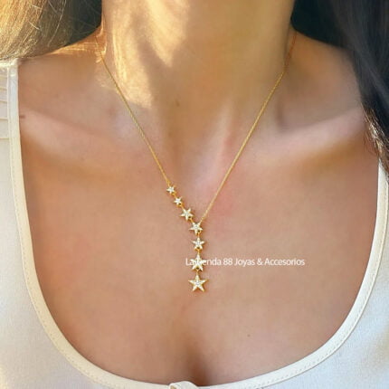 Collar Mujer Estrella fugaz Bañado en Oro de 18k.