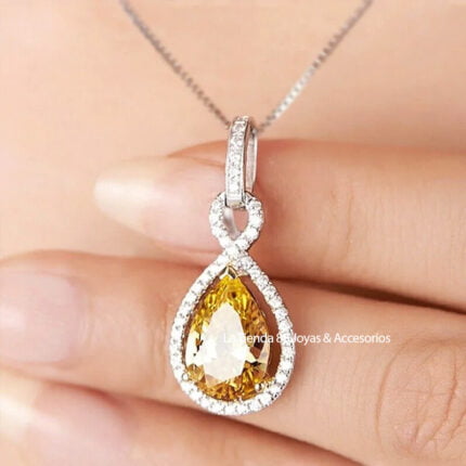 Collar Mujer Gota Cristal Bañado en Oro de 18k.