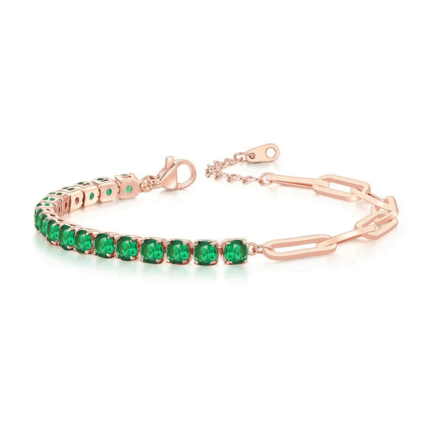 Pulsera Mujer Letizia Cristales Bañado en Oro de 18k - Verde