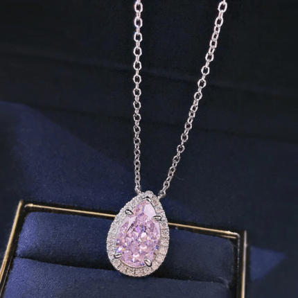 Collar Mujer Gota Cristal Bañado en Oro de 18k.