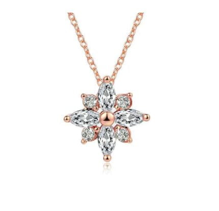 Collar Mujer Estrella Copo de Nieve Bañado en Oro de 18k.