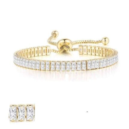 Pulsera Brazalete Cristales Bañado en Oro de 18k - Amarillo