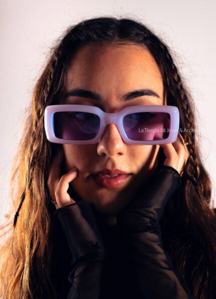 Lentes De Sol Unisex Retro Rectangular - Lila