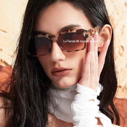 Lentes De Sol Mujer Retro Rectangular - Khaki
