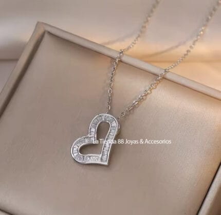 Collar Mujer Corazon Mio Bañado Oro de18k - Blanco