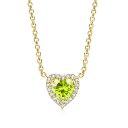 Collar Mujer Corazón Amor Eterno Bañado en Oro de 18k. - Verde