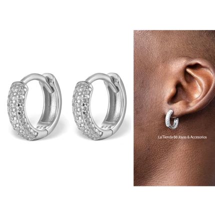 Aretes Argollas Unisex Hombre Hip Hop - Blanco