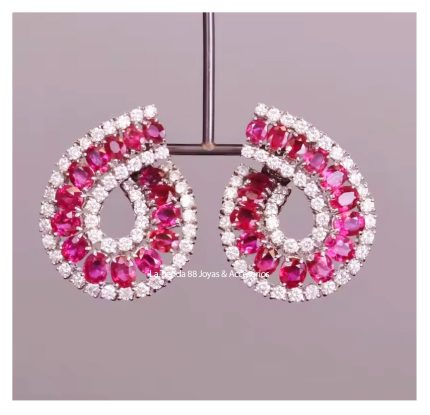 Aretes Pendientes Fiesta Deluxe Mujer Cristal - Fucsia
