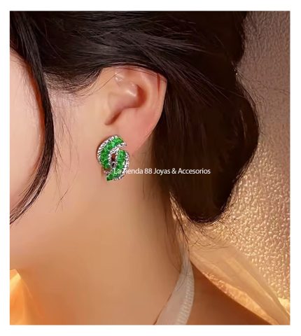 Aretes Colgantes de Fiesta Deluxe Mujer Gota de Cristal - Verde