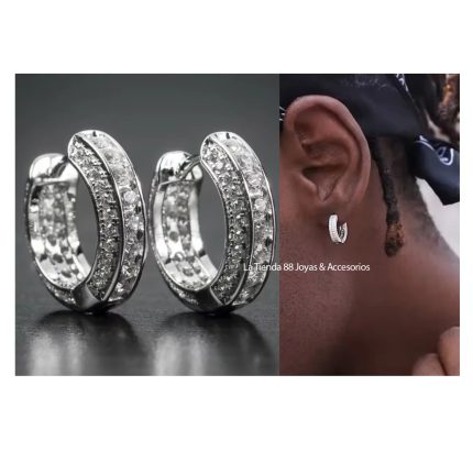 Aretes Argollas Unisex Hombre Hip Hop - Blanco