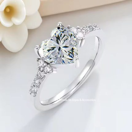 Anillo De Compromiso Mujer Aiko Bañado en Oro de 18k. - Blanco