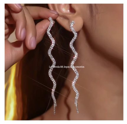 Aretes Deluxe Colgantes de Fiesta Mujer gotas de Cristal - Blanco