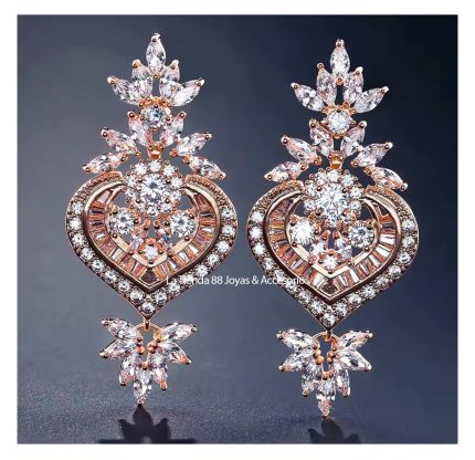 Aretes Pendientes Deluxe Fiesta Mujer Gota de Cristal - Rosa