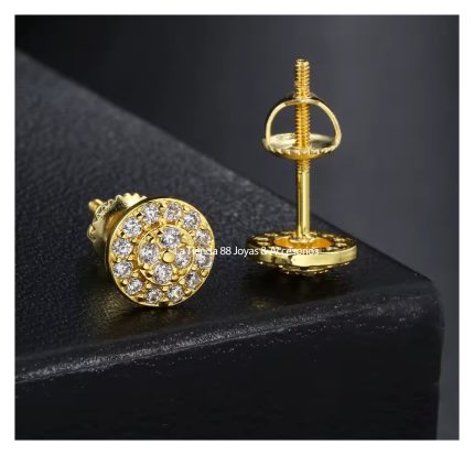 Aretes Unisex Hombre Hip Hop Circular bañado en oro de 18k - Amarillo