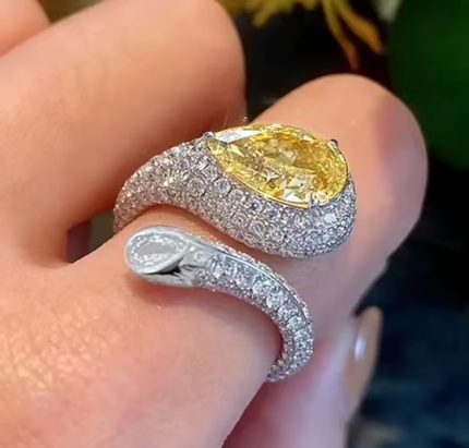Anillo Mujer Deluxe Seraphina Bañado en Oro de 18k. - Blanco