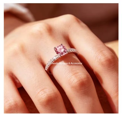 Anillo De Compromiso Mujer Arlet Bañado en Oro de 18k. - Rosa