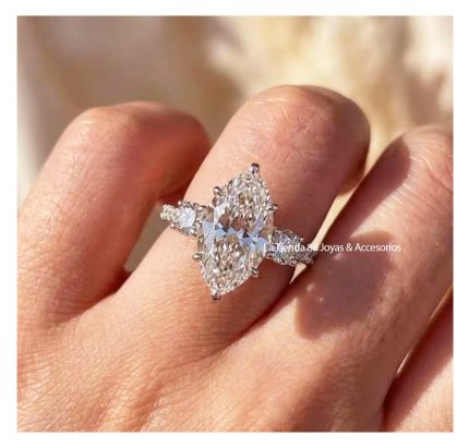 Anillo De Compromiso Mujer Deluxe TeaBañado en Oro de 18k. - Blanco