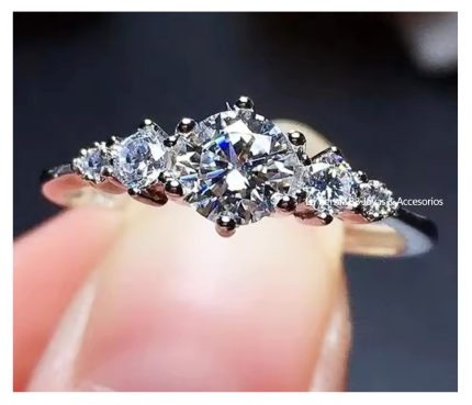 Anillo De Compromiso Mujer Noa Bañado en Oro de 18k. - Blanco