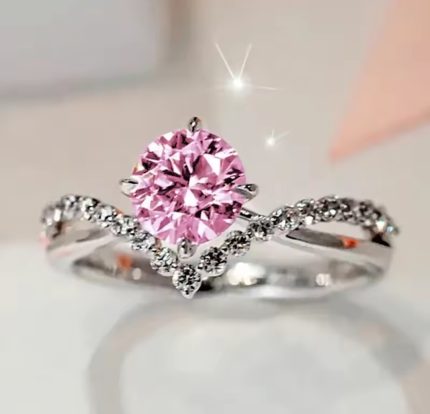 Anillo De Compromiso Mujer Elaia Bañado en Oro De 18k. - Rosa